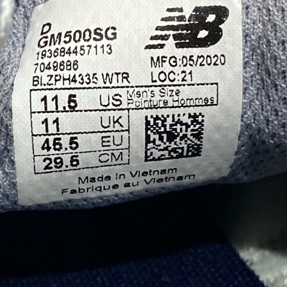 New Balance 500 Classic Gray Blue Comfort Sneakers GM500SG Men Lace up Sz 11.5 D - Picture 10 of 11
